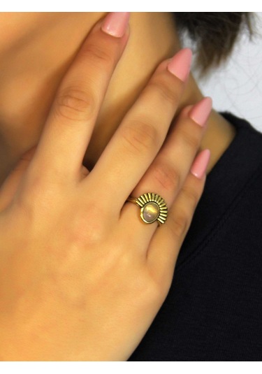 Doğal Taş Pembe Kuvars Taşlı Antik Model Kadın Ayarlanabillir Yüzük Euy82pk Pembe