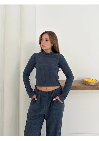 Biçomi Balıkçı Yaka Örme Takım Lacivert St265865 Lacivert