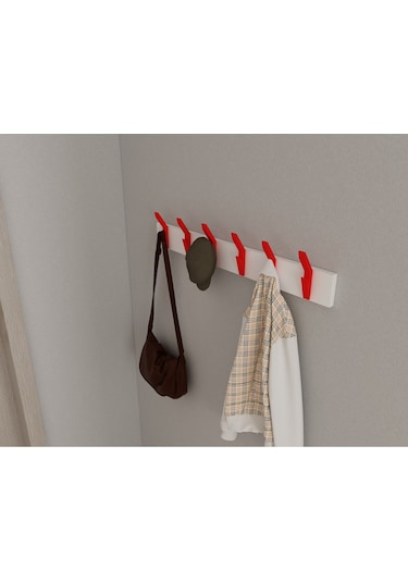 Hepsi3boyutlu Modern Duvar & Kapı Kanca Askılık - 6 Adet Kırmızı Kanca Askılık - Model No : 3 Kırmızı