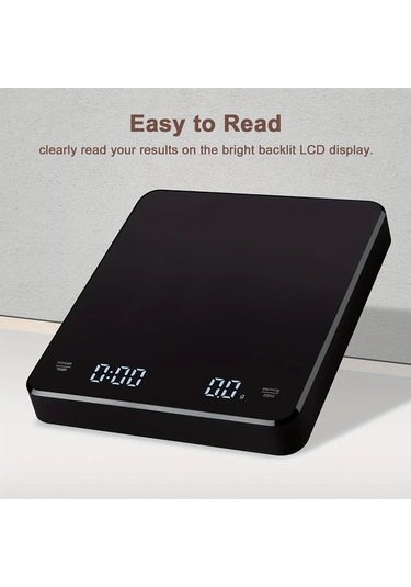 Xuweiwei Kahve Ve Gıda Ölçeği 3000g 0 1g Hassasiyetli Şarj Edilebilir Büyük Ekranlı Zamanlayıcılı Çok Fonksiyonlu Mutfak Tartısı -