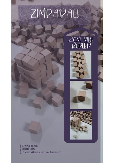 Doğal Mdf Eğitici Küp Bloklar 100 Adet 2x2x2 Cm