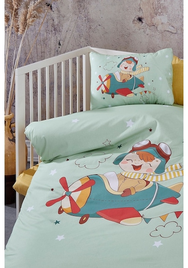 Bonjardinhome Pilot Dijital Baskılı 3d Pamuklu Bebek Nevresim Takımı Yeşil