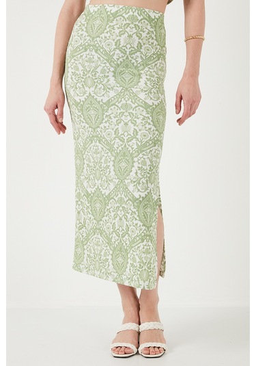 Lela Slim Fit Ip Askılı Yırtmaçlı Midi Alt-Üst Bayan Takım 5869021 Olive