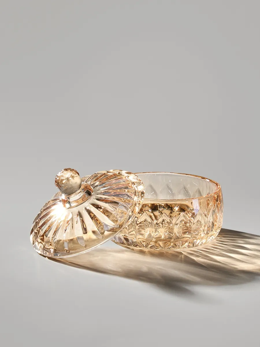 Lefard "crystal Amber" Cam Şekerlik 320 Ml Kapaklı 205448436 Beyaz