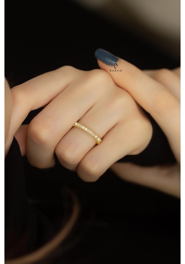 Tamtur Tek Sıra Yuvarlak Taşlı 925 Ayar Gümüş Yüzük