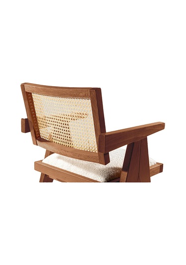 Luna Pergel Hazeranlı Model Hasırlı Natural Ahşap Sandalye Ceviz - Beyaz