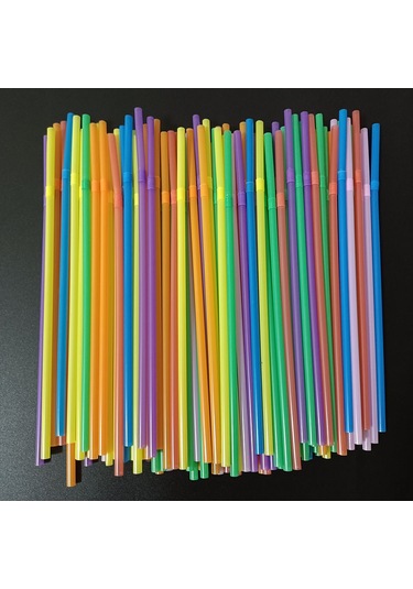 Aubyhe Yemek Grubu 200 Adet Renkli 5x210 Eğik Boru, Meyve Suyu Ve Milk Tea İçin Tek Kullandım Plastik Pipetler