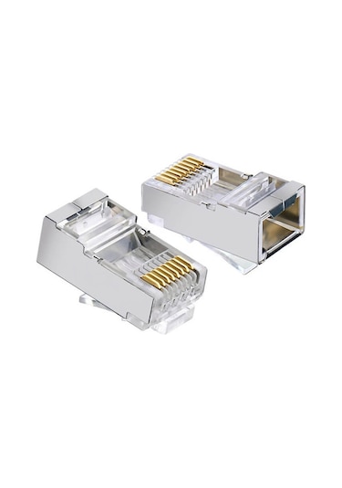 Rj45 Jack Metal Uç Jak Konnektör Cat5 Cat6 Başlık 50 Adet