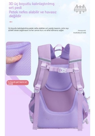 Goldenqian Kız Sırt Çantası, Çocuklar Için Büyük Kapasiteli Omurga Sırt Çantası 2tkokz Mor