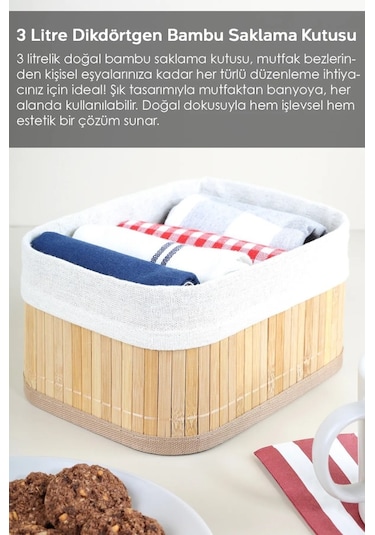 Bambu 4'lü Pinterest Stil Organizer Sepet 16572 Bambu