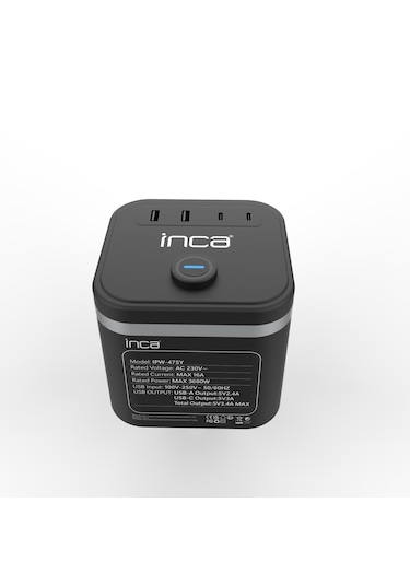 INCA IPW-47SY 3Port 2xUSB+2xType-C  Led Tuşlu Duvar Prizi