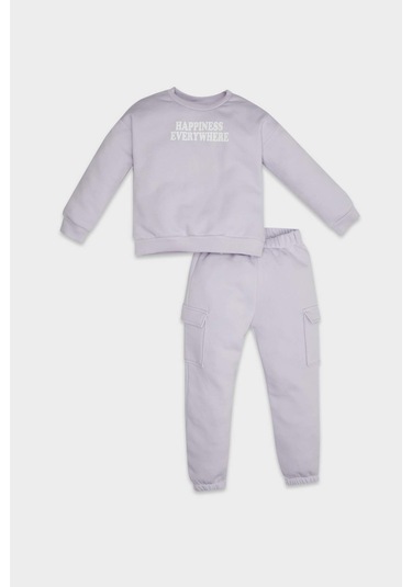 DeFacto Kız Bebek 2'li Takım Baskılı Kalın Sweatshirt Beli Lastikli Jogger Eşofman Altı D6206A5NSPR305 Mor DeFacto Kız Bebek 2'li Takım Baskılı Kalın Sweatshirt Beli Lastikli Jogger Eşofman Altı D6206A5NSPR305 Mor