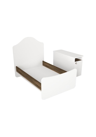 Dekorister Lora Baby Büyüyen Beşik Beyaz-Ceviz Ahşap - Beyaz