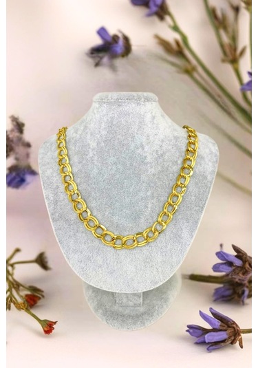 Gold Renkli Çelik Samanyolu Zincir Kolye Bileklik Set Altın