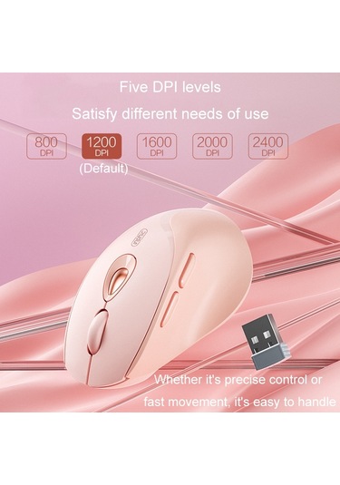 Inphic Dr801 2.4g Bluetooth 5.0 / 4.0 Kablosuz Fare Usb Üç Modlu Dilsiz Şarj Edilebilir Kızlar Ofis Ev Oyun Fare Pembe Diğer