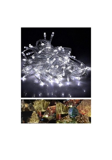 Buffer 100 Ledli 8 Fonksiyonlu 10 Metre Led Aydınlatma Dekor Lambası Beyaz -m11 Beyaz