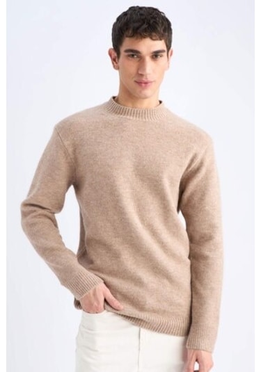 Defacto Relax Fit Bisiklet Yaka Triko Kazak E8390ax24cwbg300 Bej