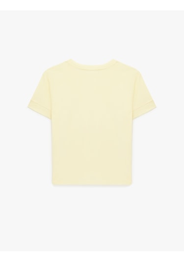 Koton Slim Fit Kısa Kollu Bisiklet Yaka Basic Tişört Sarı 6sak50400ek