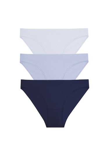 Suwen 3lü Paket Slip Külot St004060156 Mor - Lacivert - Mavi