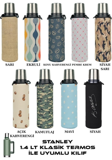 Klasik 1.4 Lt. İle Uyumlu Omuz Askılı Termos Kılıfı SİYAH-SARI