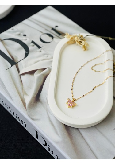 Zirkon Taşlı Satürn Model Kalp Detay Çelik Kolye