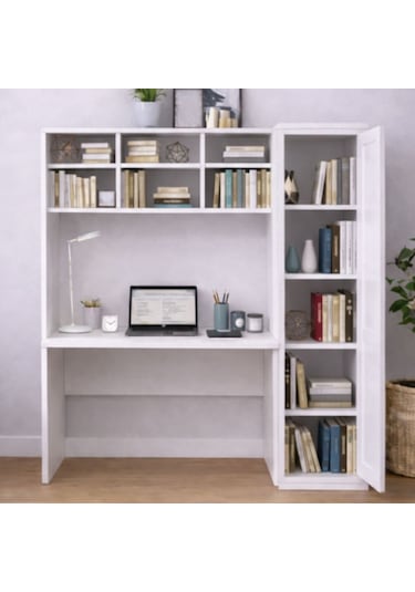 Çalışma Masası, Merisa Kitaplıklı Çalışma Masası Beyaz