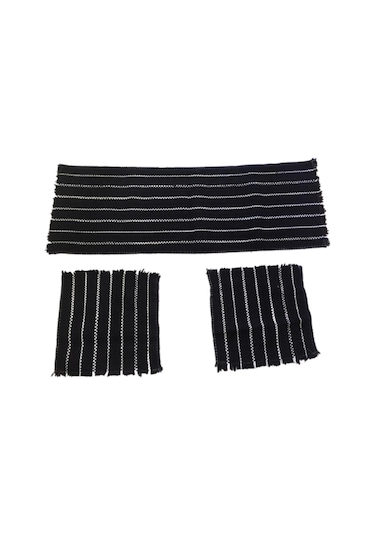 Oto Koltuk Serme Kilim Minder 3'lü Set Beyaz Siyah