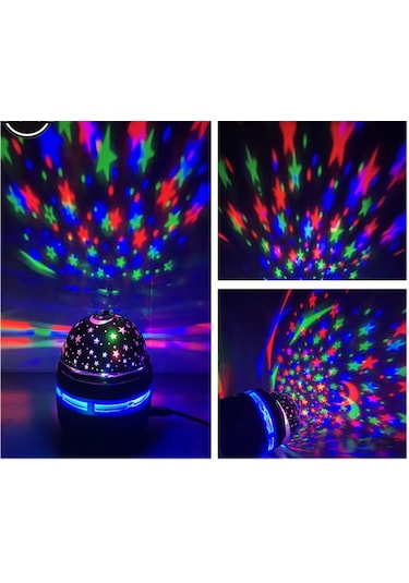 SGE Teknoloji Ay ve Yıldızlı Gökyüzü Yansıtmalı Dönen Projeksiyon Gece Lambası Siyah