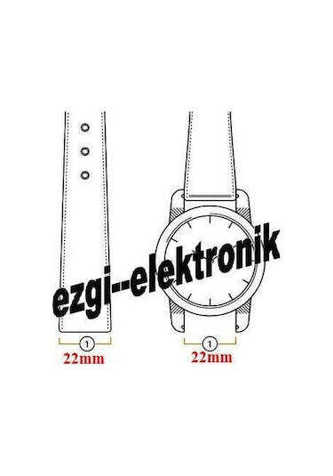 Bizon 22Mm Siyah Deri Saat Kayışı Dikişsiz Klasik Saat Kordonu Kü (326619017)