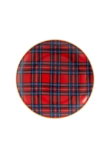 Kırmızı Ekose Tabak&çay Kahve Seti 20 Parça 4 Kişilik Beyaz - Kırmızı