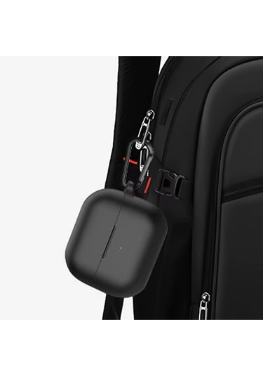 Huawei Freeclip 2 Kulaklık Uyumlu Mat Silikon Kılıf + Kanca Siyah