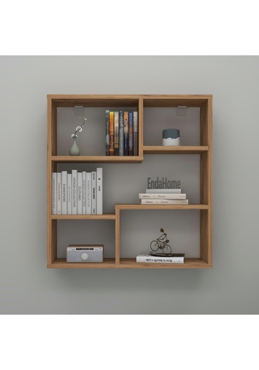 5 Raflı Duvar Rafı, Mutfak Rafı, Oturma Odası Rafı Atlantik Çam