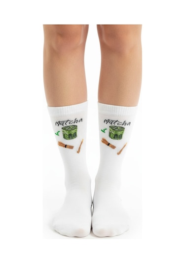 Gost Liria -macha Socks Desenli Unisex Ekru Soket Çorap Ekru