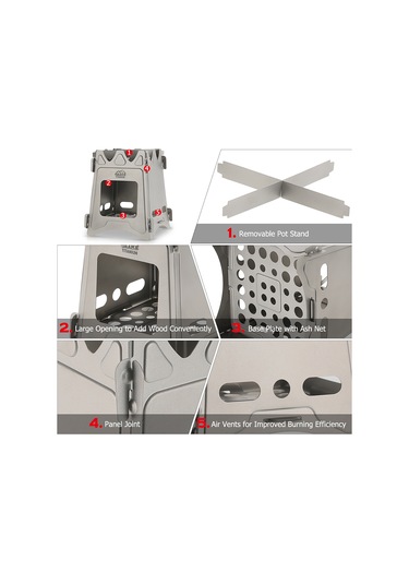 Yifomall Titanyum Çelik Çadırızgarısı, Hafif Ve Dayanıklı, Hızlı Montaj, Doğal Yakıt Desteği, Çok Fonksiyonlu Kamp Aleti Bej