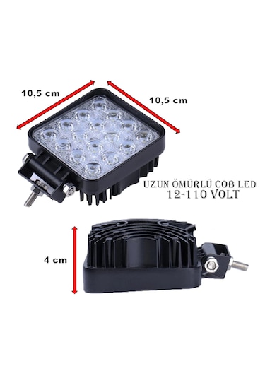 2 Adet 16 Ledli Çalışma Lambası Kalınlık 40 MM 8-110 Volt Ip67