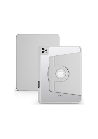 iPad Uyumlu Pro 11 Uyumlu 2021 (3.Nesil) Kılıf Zore Termik Kalem Bölmeli Dönebilen Standlı Kılıf Gri
