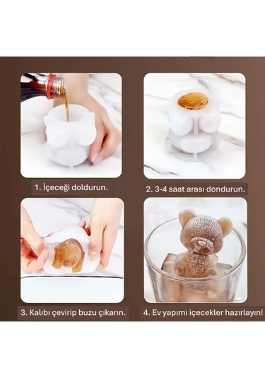 Ayı Şekilli Silikon Buz Kalıbı Beyaz