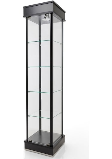 40x40x175, Spot Aydınlatmalı Camlı Dolap, Cam Vitrin (527858110) Siyah