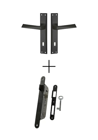 Prizma Siyah Aynalı Kapı Kolu Oda / Sessiz 40mm Oda Kapı Kilidi