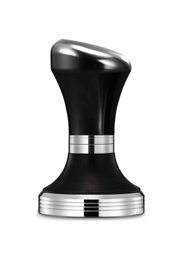 58mm Düz Kahve Sabotaj Paslanmaz Çelik Taban Silikon Kolu Sabotaj Kahve Tozu Çekiç Özelleştirilmiş Coffeeware Siyah
