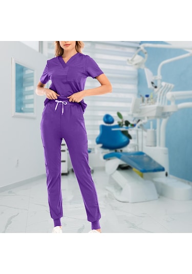 Suntek Çok Cepli V Yaka İş Elbisesi Ile Nefes Xl-menekşe