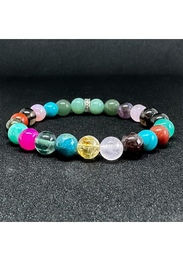 Başak Burcu Bilekliği 8mm Doğaltaş Bileklik - 16 Cm Çok Renkli