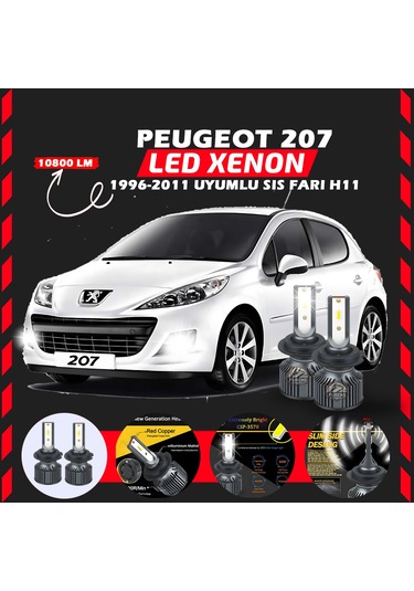 Peugeot 207 1996-2011 Sis Farı Uyumlu Şimşek Etkilii Led Xenon Premium Series H11