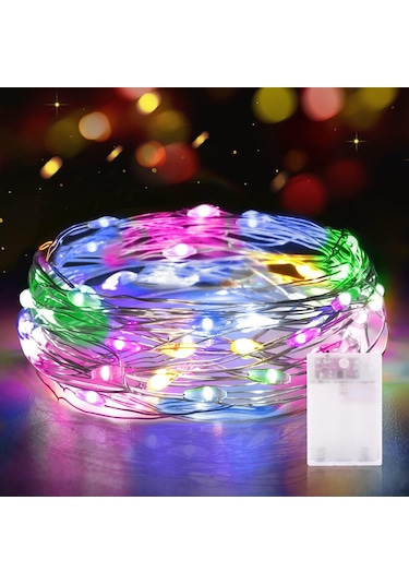 10 Metre Renkli Pilli Led Işık 10 Metre Renkli Led Işık Noel Ağacı Işığı Pilli Yılbaşı Ağacı Işığı Renkli