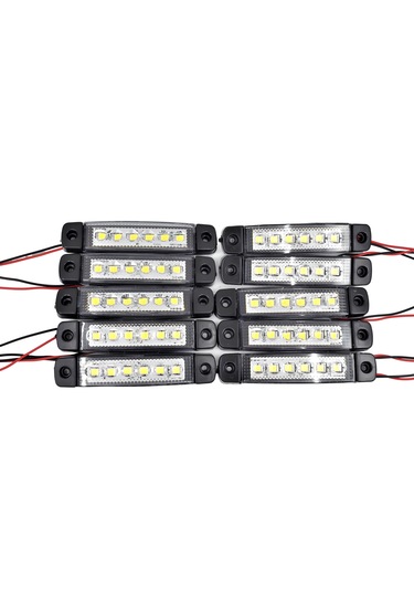 10 Adet Beyaz Parmak Lamba 6 Led 12v 24v