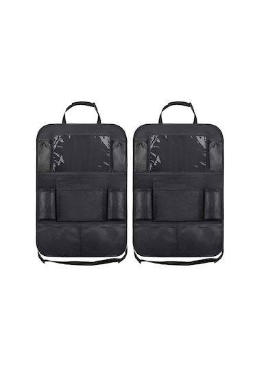 Hangfox Araba Arka Koltuk Organizörü Çift Paket - Büyük Kapasite, Tablet Bölmesi, Kolay Temizlenir, Çocuk Eğlencesi Ve Depolama Çok Renkli