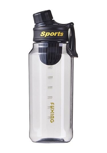 Velvettides Minimalist Spor Su Bardağı Erkek Ve Kadın Öğrenciler Açık Taşınabilir Su Isıtıcısı Fitness Yüksek Değerli Çay Bardağı Çay Sepeti Plastik Bardak 1000ml Siyah