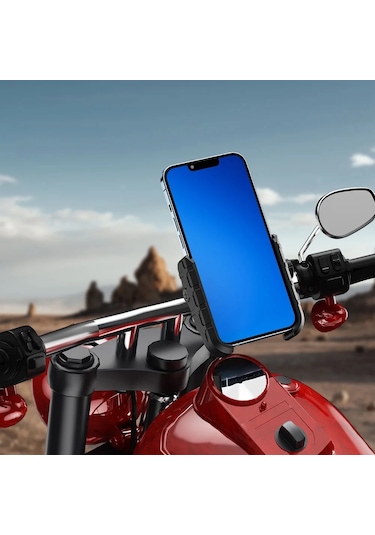 Efili Motosiklet Bisiklet Scotter Telefon Tutucu Genişlik Ayarlı Siyah