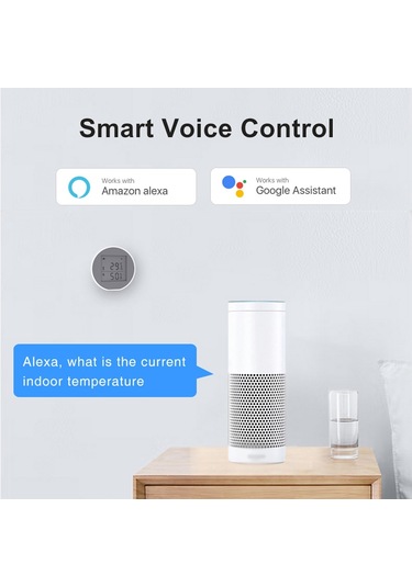 Alexa Ve Google Home İle Uyumlu Yüksek Ve Düşük Sıcaklık Nem Monitörü Beyaz