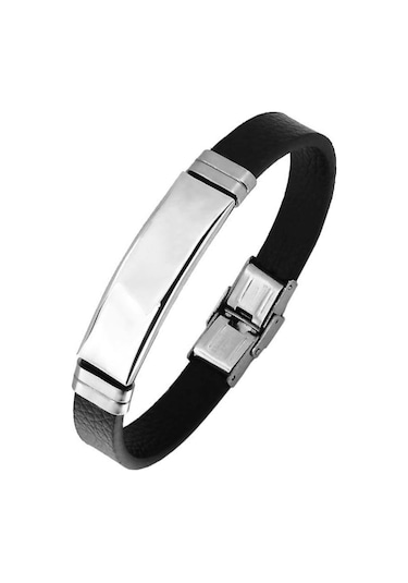 Brezza Lusso Jewelry Sade Model Beyaz Parlak Çelik Erkek  Bileklik Beyaz